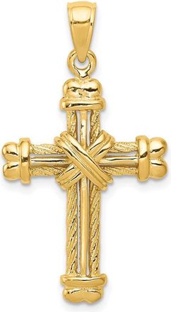 Diamond2Deal 14k Yellow Gold Gold Polished / Textured Cross Pendant