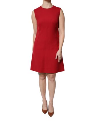 Dolce & Gabbana Womens Red Wool Sleeveless Knee Length A-Line Dress