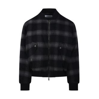 Off-white Jassen, Heren, Zwart, L, Wol, Lbl Flannel Wool Flight Bomber