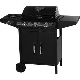 Habitat et Jardin Barbecue gas Festa 4 - 4 fuochi di cui 1 laterale - 10,5kW - nero