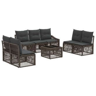 vidaXL Conjunto De Sof&aacute;s De Jard&iacute;n 8 Pcs Gris Rat&aacute;n Sint&eacute;tico Vidaxl