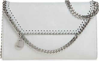 Stella McCartney Falabella Shaggy Dear Faux Leather Wallet on a Chain in Pearl Grey at Nordstrom