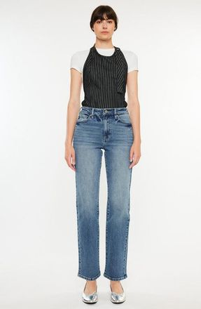 Kancan Ophelia High Rise True Straight Leg Jeans in Medium Wash at Nordstrom, Size 25