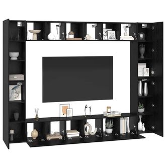 Berkfield Home TV Cabinet with Shelf 10 pcs Black oak Medium 30.5 x 30 x 90 cm