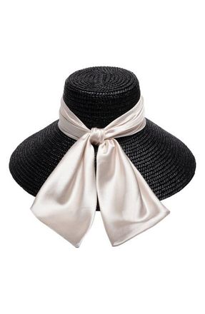 Eugenia Kim Mirabel Bow Straw Sun Hat in Black at Nordstrom