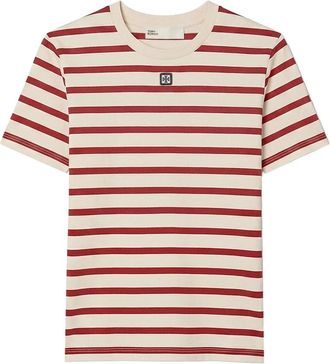 Tory Burch Gestreept katoenen T-shirt - Dames - T-shirts - Veelkleurig - S - Katoen - Tops