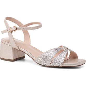 Paradox London Marquise Embellished Ankle Strap Sandal in Champagne at Nordstrom, Size 9.5