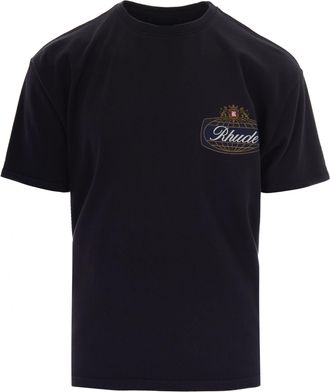 Rhude Washed Vintage Black Safari Crest Cotton T-Shirt