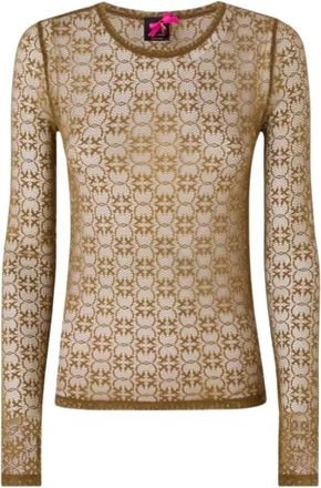 Pinko Maglia Pizzo Stretch - Dames - Longsleeves - Groen - L - Tule - Tops