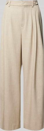 Gestuz Wide Leg Stoffhose mit Bundfalten in Beige, Gr&ouml;&szlig;e 42