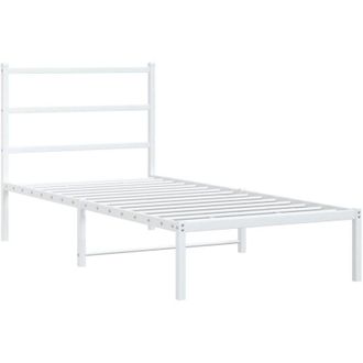 vidaXL Estructura Cama Sin Colch&oacute;n Con Cabecero Metal Blanco 90x190 Cm Vidaxl