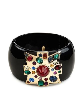 Kenneth Jay Lane cross-motif ruby bracelet - women - Plastic/Ruby - One Size - Black
