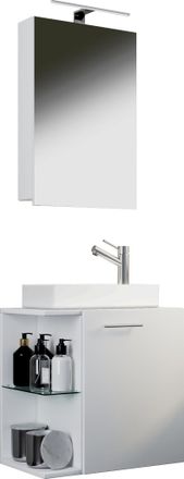 ebuy24 Ebuy24 - Set Vcm De 3 Piezas Lavadero Para Invitados Wc Ba&ntilde;o De Invitados Wc De Lavabo Set De Ba&ntilde;o - House Sc (blanco)