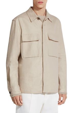 Ermenegildo Zegna Oasi Linen Twill Overshirt in Iuta Beige at Nordstrom, Size Medium