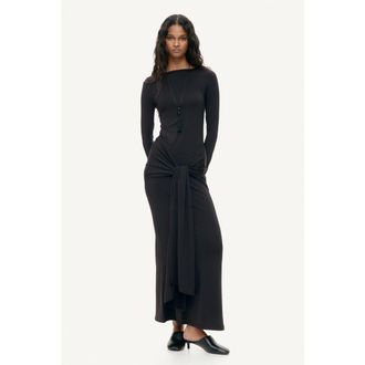 H&M Tie-detail Jersey Dress in Black at Nordstrom, Size X-Large