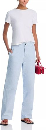 ASKK NY Carpenter Relaxed Straight Leg Jeans In Blue Stripe