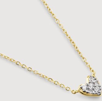 Monica Vinader Gold Mini Heart Diamond Chain Necklace Lab Grown Diamond