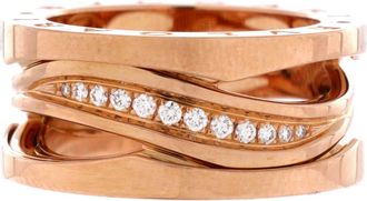 Bulgari B. Zero1 Design Legend Zaha Hadid Three Band Ring 18K Rose Gold with Diamonds