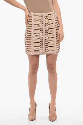 Balmain Minigonna See-Through REVIVAL in Eco-pelle Instrecciata Balmain