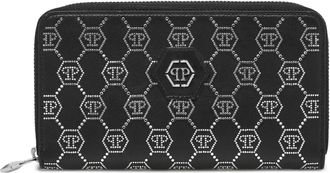 Philipp Plein Portemonnee met monogram en studs - Zwart