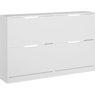 Vicco Scarpiera da ingresso Luca, Bianco, 116.6 x 72.5 cm con 4 scomparti, Vicco