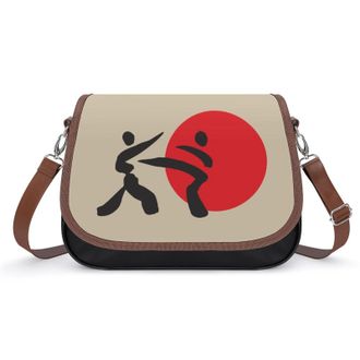 Generic Karate Logo Crossbody Bags for Women Fashion Leather Shoulder Handbags With Adjustable Strap
