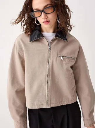 Noisy May Womens Corduroy collar cropped jacket