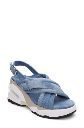Ash Delia Slingback Denim Wedge Sandal in Dark Blue at Nordstrom, Size 11Us