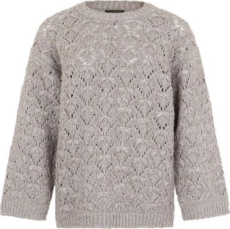 Fabiana Filippi Trui met ronde hals - Dames - Ronde hals truien - Grijs - 2XS - Wol - Truien & Vesten