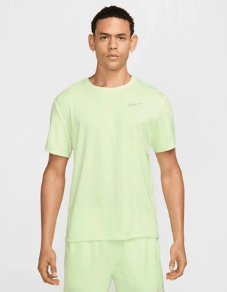 Nike Mens Nike Miler Dri Fit T-Shirt Bright Lime - Green - Size: 38
