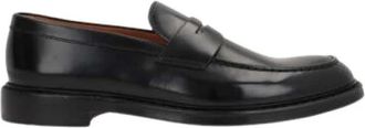 Doucal's Zwarte leren penny loaferschoenen - Heren - Loafers - Zwart - 43 1/2 EU - Schoenen