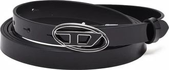Diesel Black Patent Leather Belt With Distinctive Oval Buckle