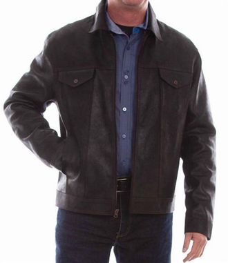 Scully Mens Leather Full Zip Jacket In Black