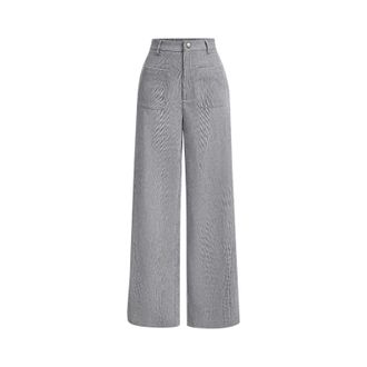 Generic Women Solid Color Casual Corduroy Straight Trousers Wide Leg Loose Fit Full Length Pants Soft Fabric Daily Wear Retro Outfits Stylish Design Comfort V