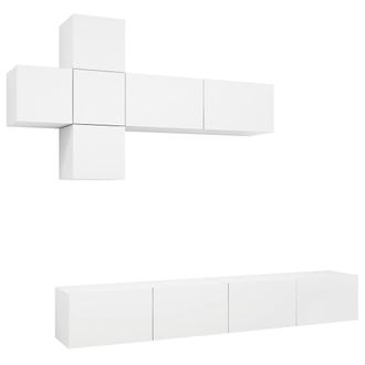 vidaXL Set De Muebles De Sal&oacute;n Tv 7 Piezas Madera De Ingenier&iacute;a Blanco Vidaxl