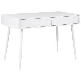 Beliani Escritorio Minimalista Para Oficina En Casa Con Cajones De Aglomerado 120 X 60 Cm Blanco Eslane