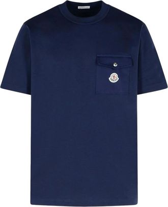 Moncler T-Shirts, male, Blue, S, Archive Logo Pocket T-Shirt