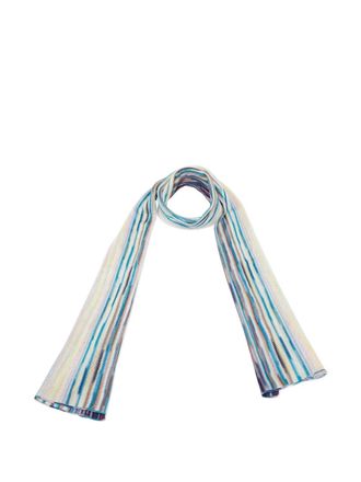 Missoni striped knit scarf - women - Rayon - One Size - Blue