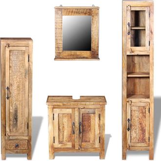vidaXL Mueble De Tocador Con Espejo 2 Armarios Auxiliares Madera Mango Vidaxl