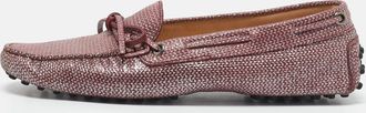 Tod's Tods Purple Glitter And Leather Slip On Loafers