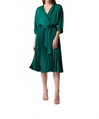 Joseph Ribkoff Knee-Length Wrap Dress In True Emerald