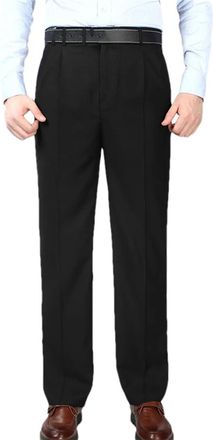 Generic Big Size Wrinkle-Resistant Black Suit Pants Mens Clothing Baggy Double Pleated Classic Dress Pants Trousers