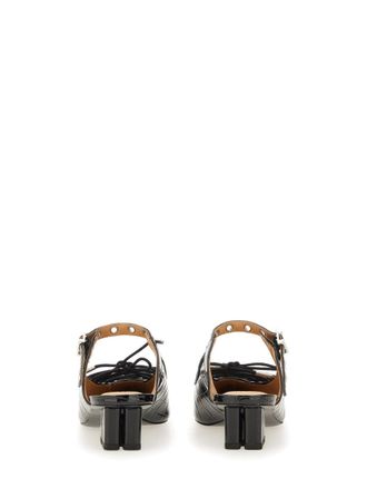 Ganni Lace-Up Recycled Leather Mule - Black