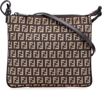 Fendi Pre-owned Womens Crossbody Bag Logo Canvas - Tan Textile - One Size