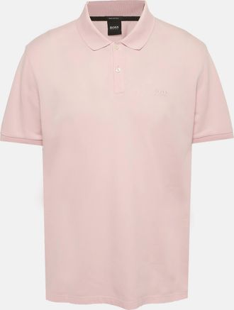 HUGO BOSS Boss By Hugo Boss Pink Logo Embroidered Pique Pallas Polo T-Shirt