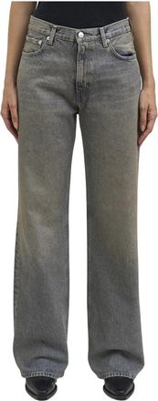 Haikure Korea Wide Jeans - Dames - Loose Fit Jeans - Blauw - W28 - Katoen - Jeans