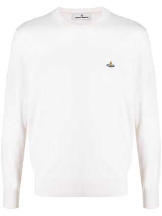 Vivienne Westwood Orb-embroidery crew-neck jumper - Neutrals