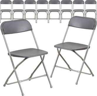 Flash Furniture 10 Pk. HERCULES Series 800 lb. Capacity Premium Grey Plastic Folding Chair
