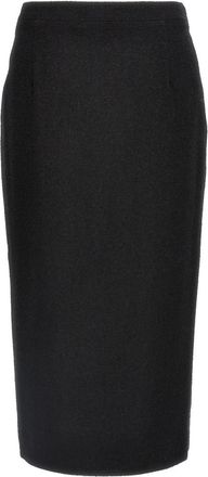 Alessandra Rich Black Midi tweed boucl skirt