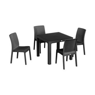 Harbour Housewares 5pc Noble Patio Dining Set - Garden Table Furniture Chairs & Table Set in Black